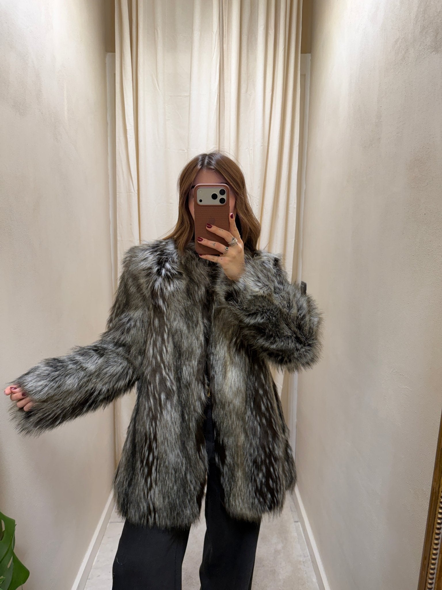 Eco - pelliccia over striata grigio - moro HaveOne - GiuGiò | Shop online