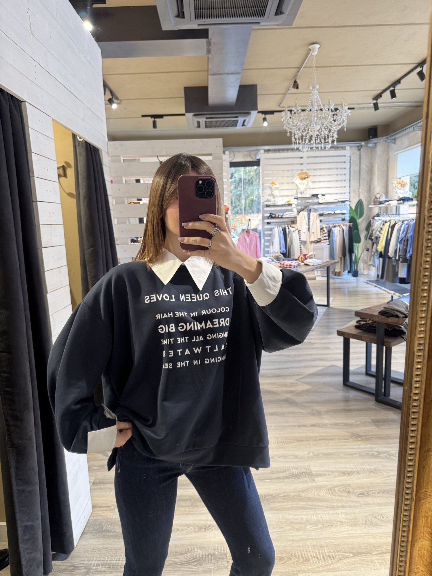 Felpa con stampa e colletto camicia stampa Zahjr - GiuGiò | Shop online