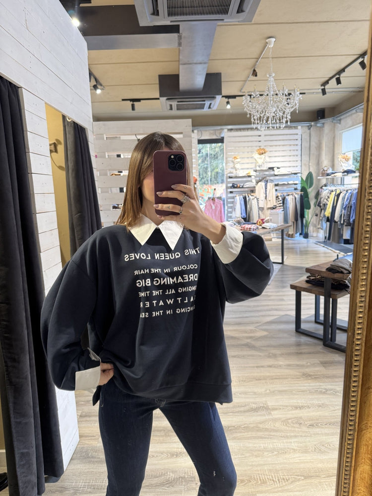 Felpa con stampa e colletto camicia stampa Zahjr - GiuGiò | Shop online
