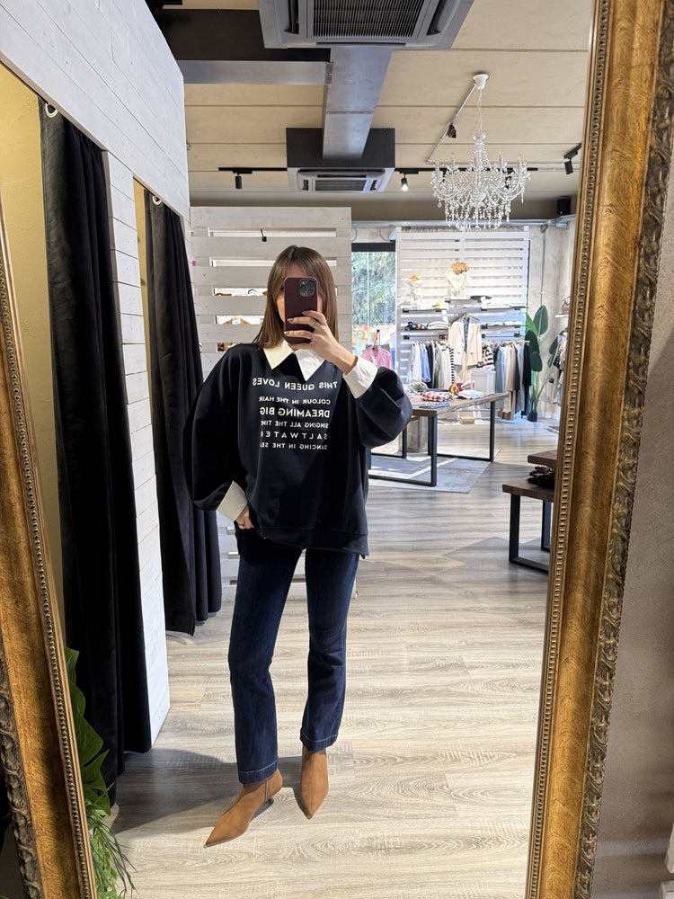 Felpa con stampa e colletto camicia stampa Zahjr - GiuGiò | Shop online