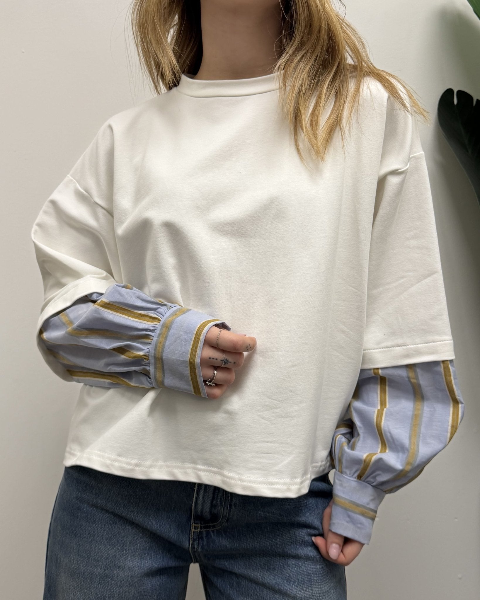 Felpa girocollo combinata Susy Mix - GiuGiò | Shop online