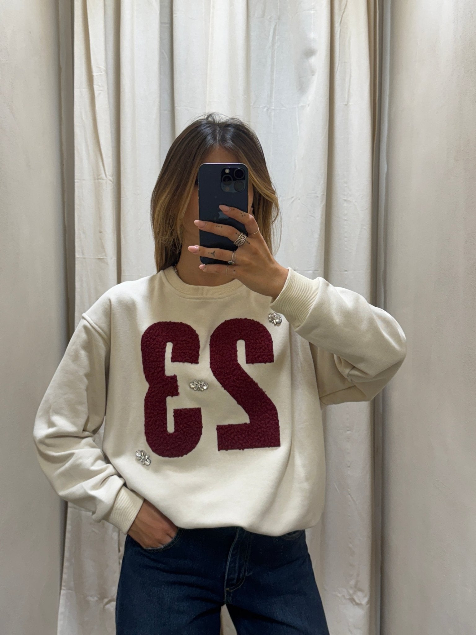 Felpa girocollo con patch Susy Mix - GiuGiò | Shop online