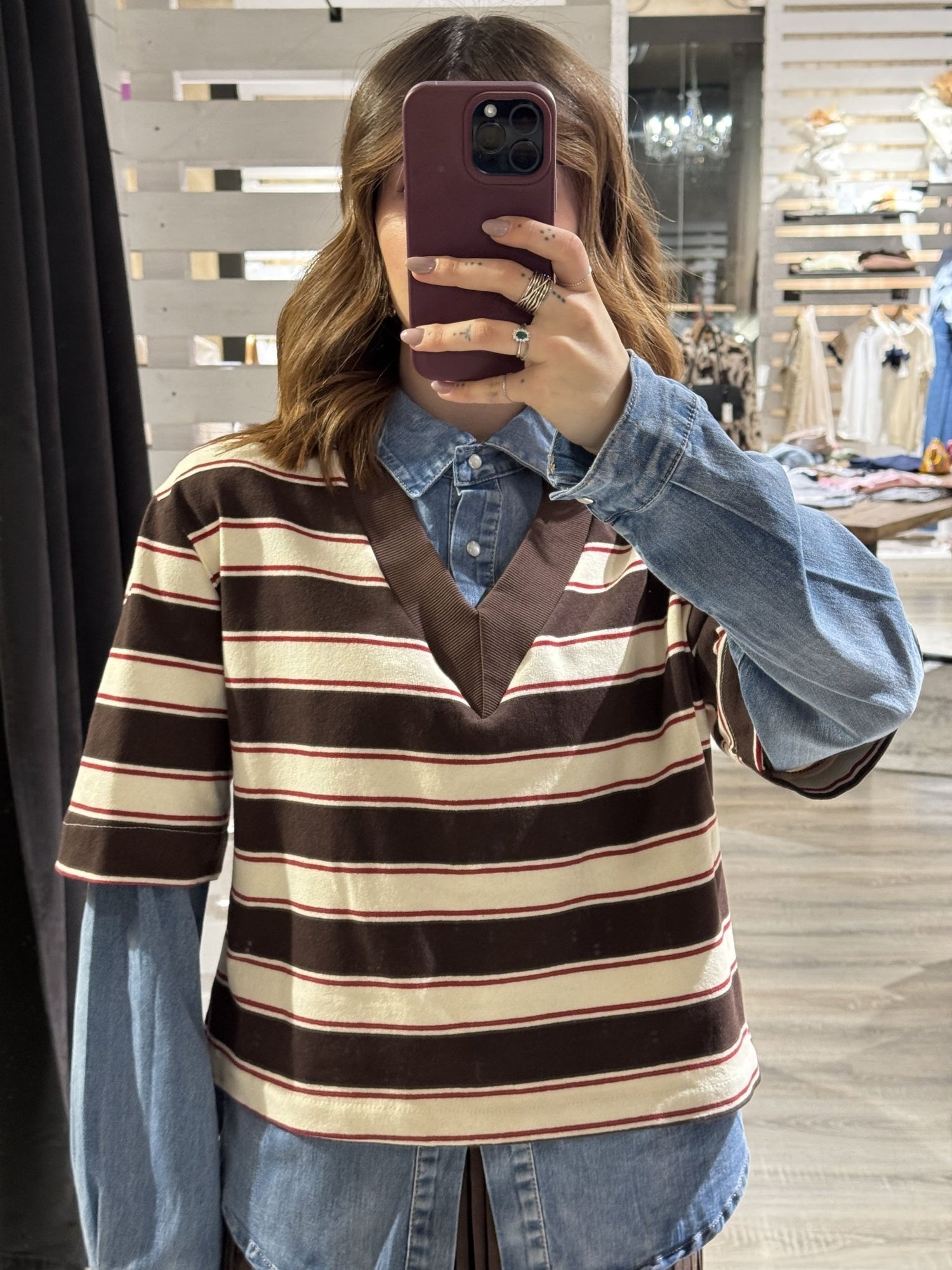 Felpa mezza manica a righe scollo V SusyMix - GiuGiò | Shop online