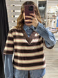Felpa mezza manica a righe scollo V SusyMix - GiuGiò | Shop online
