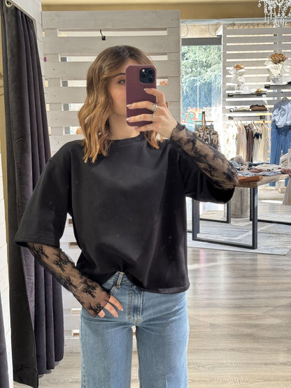 Felpa mezza manica con pizzo SusyMix - GiuGiò | Shop online