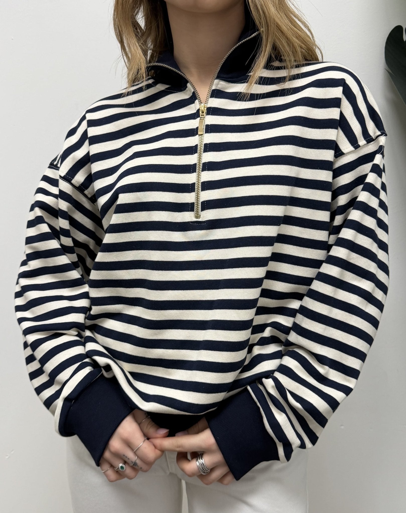 Felpa mezza zip rigata Tensione In - GiuGiò | Shop online