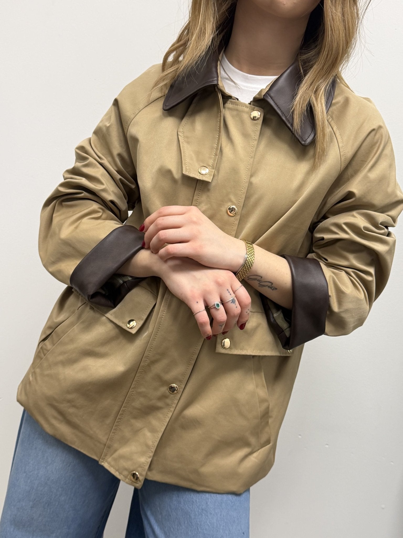 Field jacket colletto ecopelle VICOLO - GiuGiò | Shop online