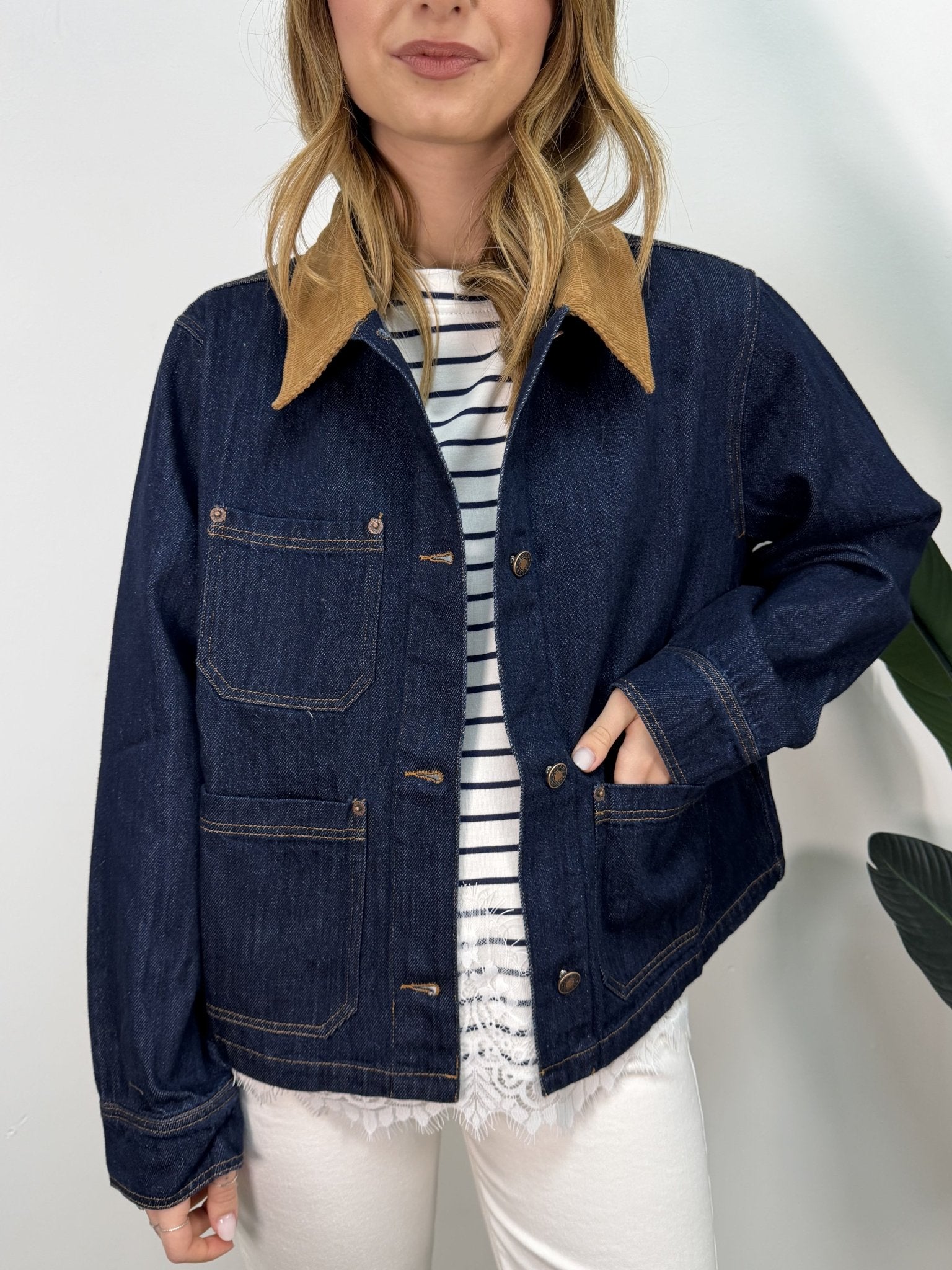 Field jacket di jeans con colletto a coste MyD - GiuGiò | Shop online