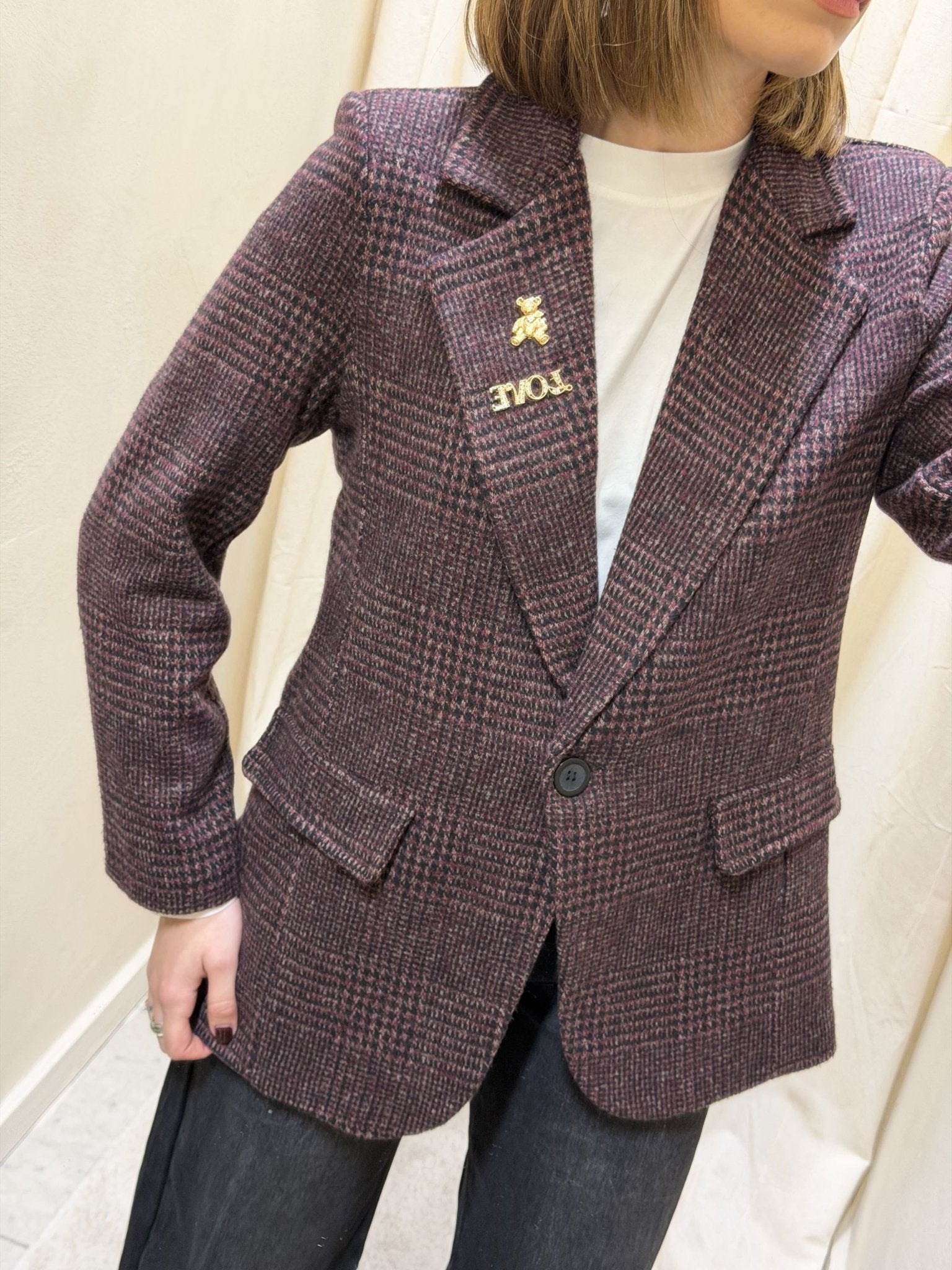 Giacca 1 bottone micro pied de poule MyD - GiuGiò | Shop online