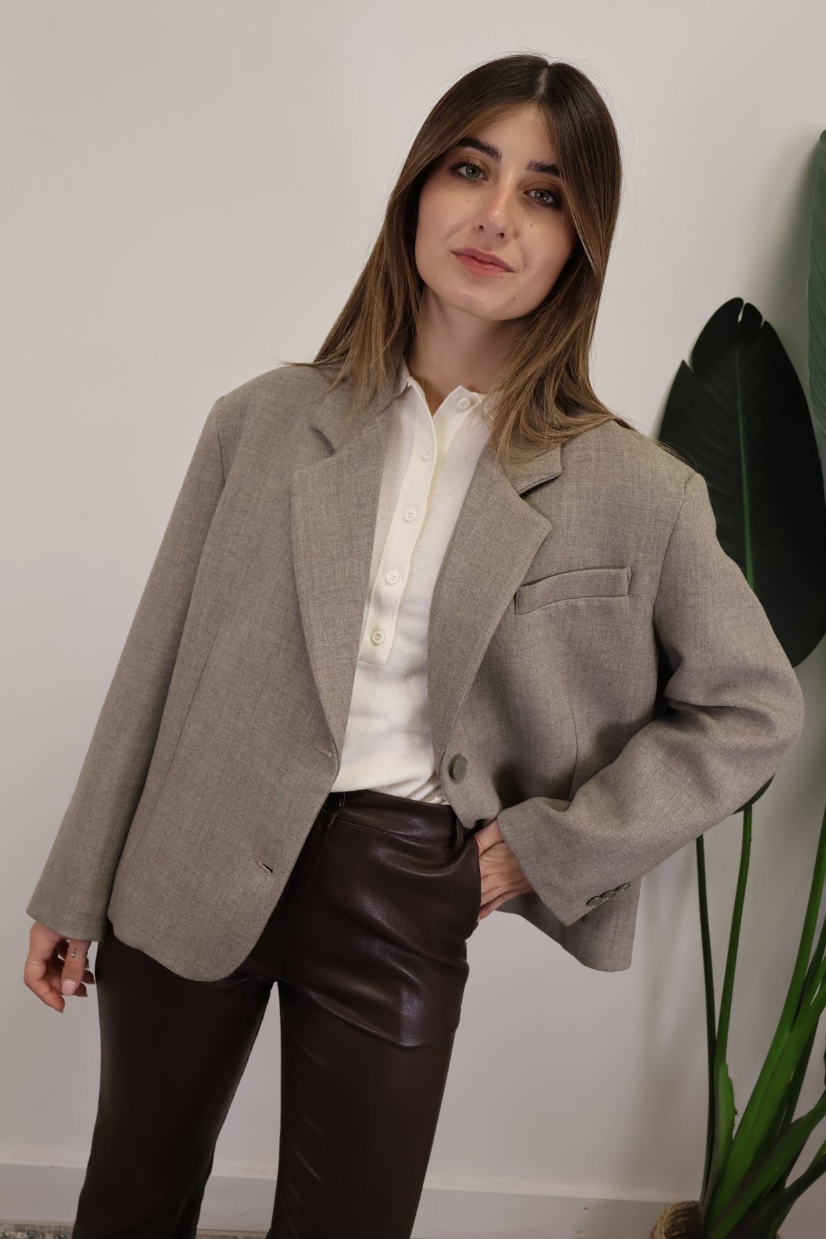Giacca 2/4 over monopetto beige Vicolo - GiuGiò | Shop online