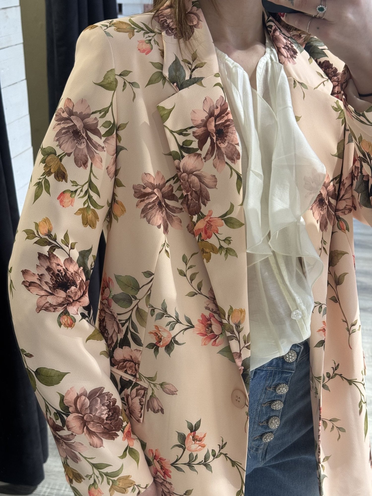 Giacca a fiori monopetto strutturata Susy Mix - GiuGiò | Shop online