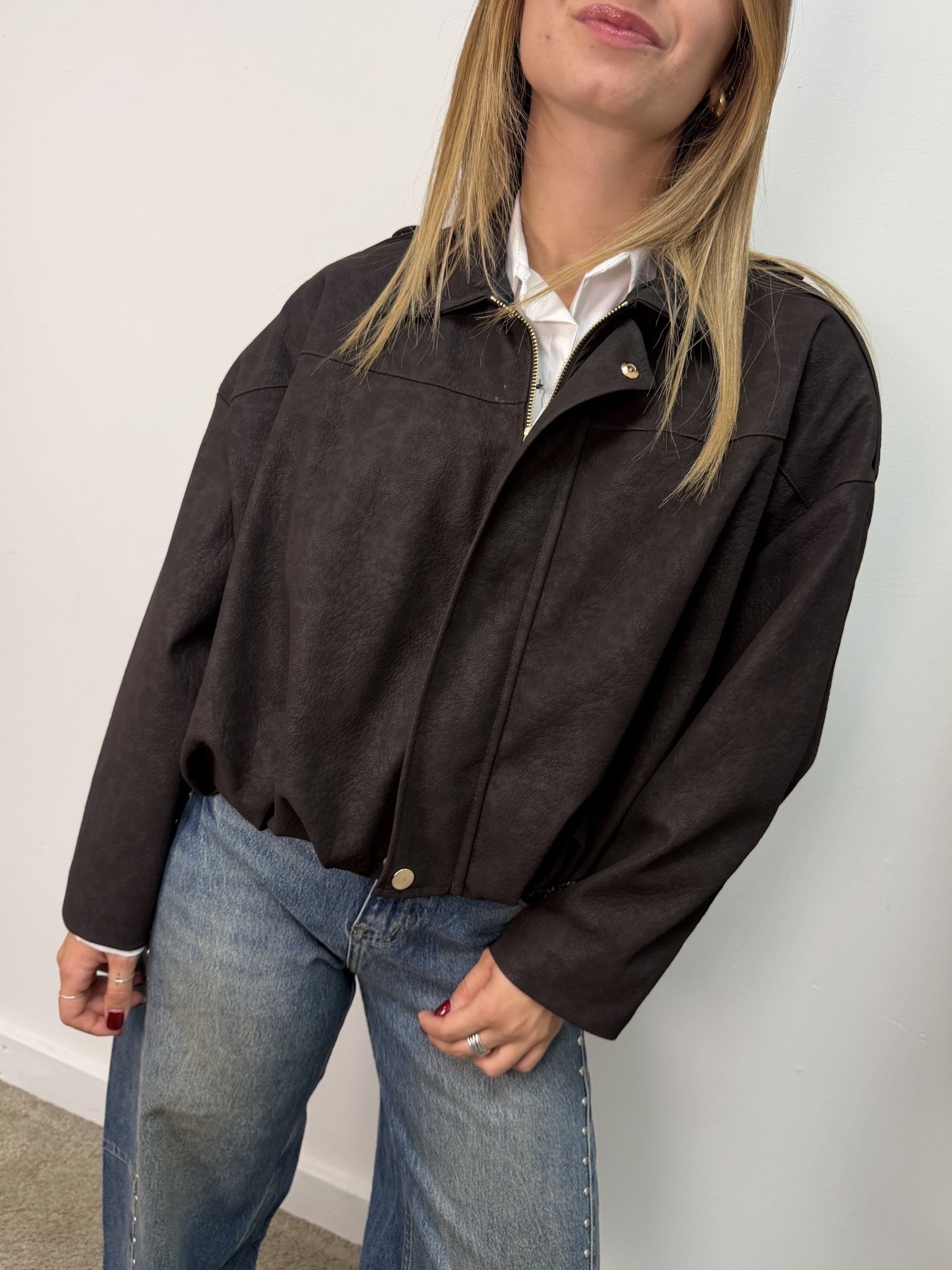 Giacca bomber in ecopelle martellata MyD - GiuGiò | Shop online