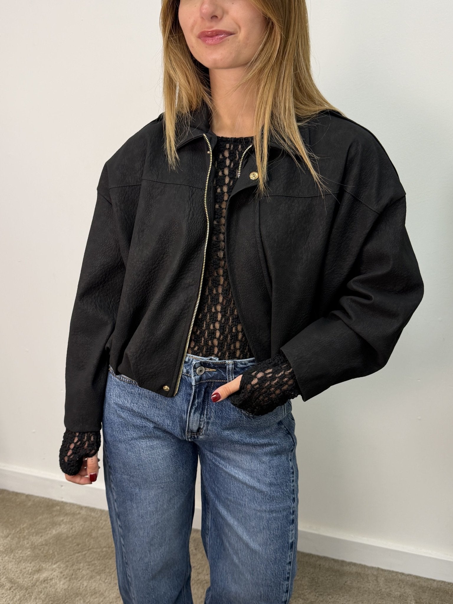 Giacca bomber in ecopelle martellata MyD - GiuGiò | Shop online