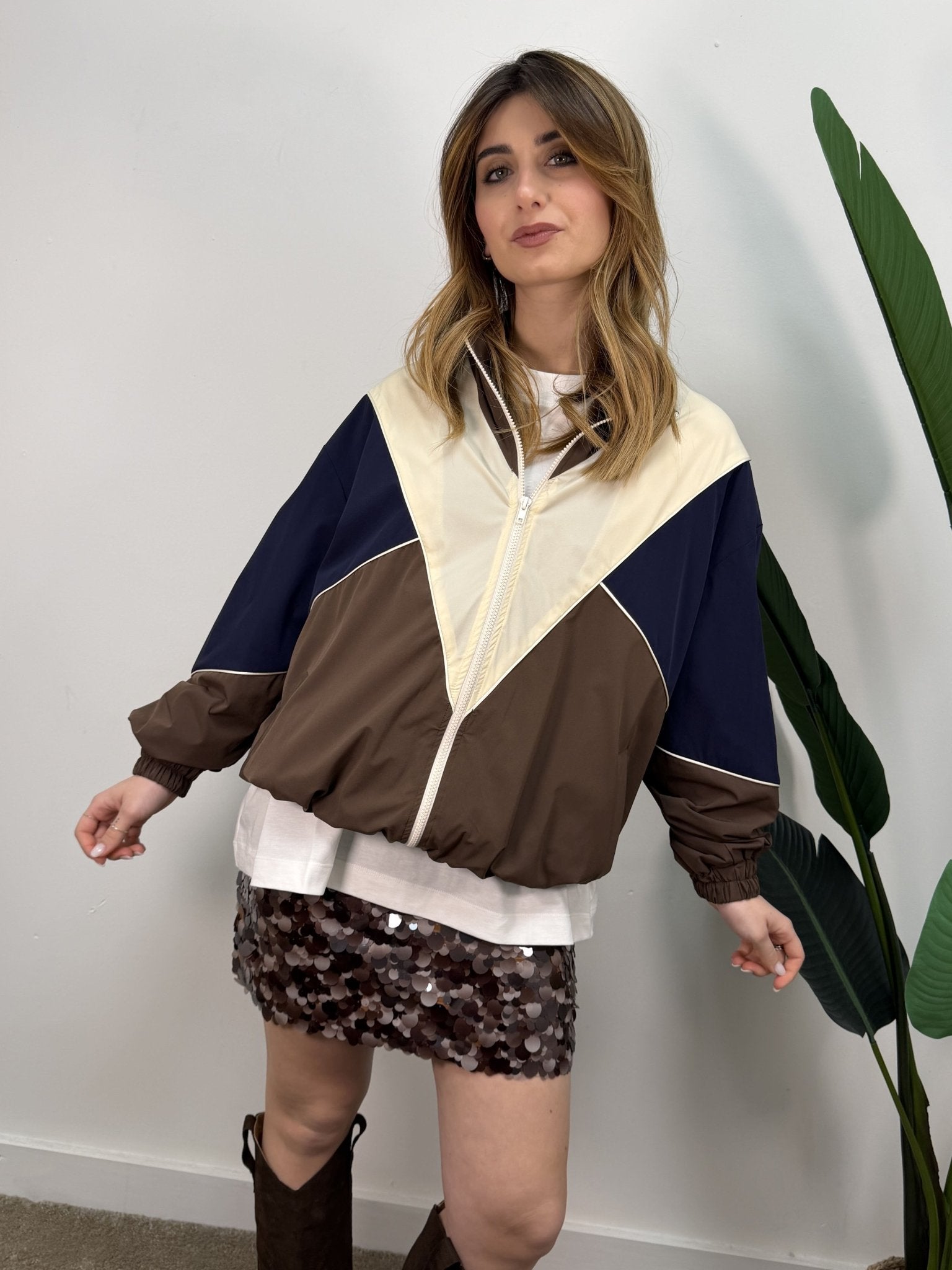 Giacca bomber multicolore con zip VICOLO - GiuGiò | Shop online