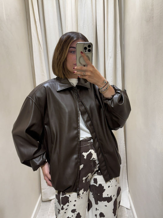 Giacca bomber over in ecopelle Tensione In - GiuGiò | Shop online