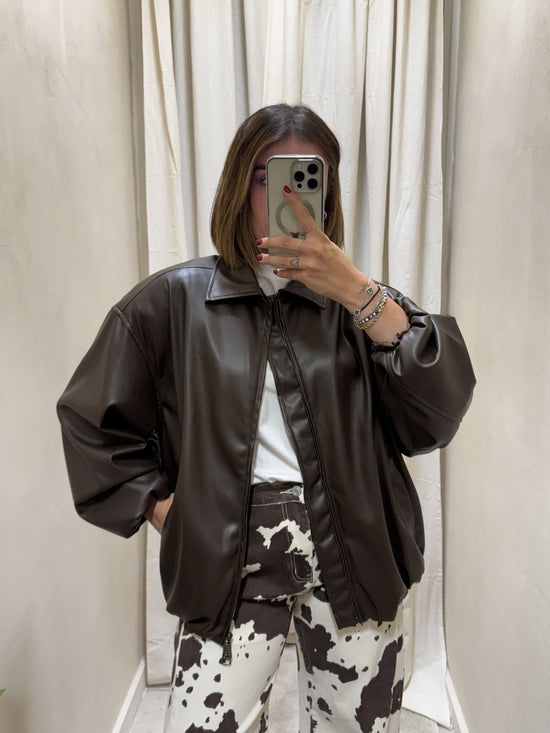 Giacca bomber over in ecopelle Tensione In - GiuGiò | Shop online