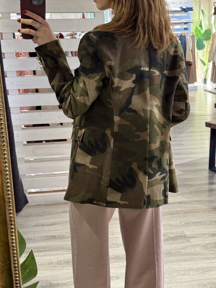 Giacca camouflage strutturata doppiopetto Susy Mix - GiuGiò | Shop online
