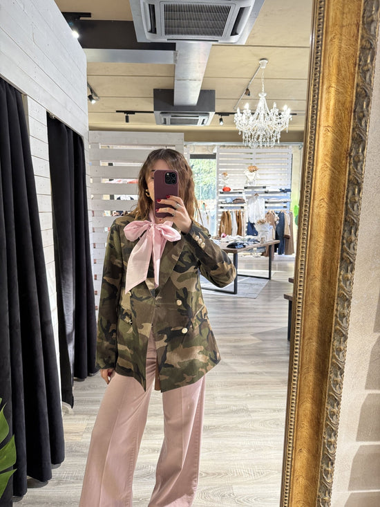 Giacca camouflage strutturata doppiopetto Susy Mix - GiuGiò | Shop online