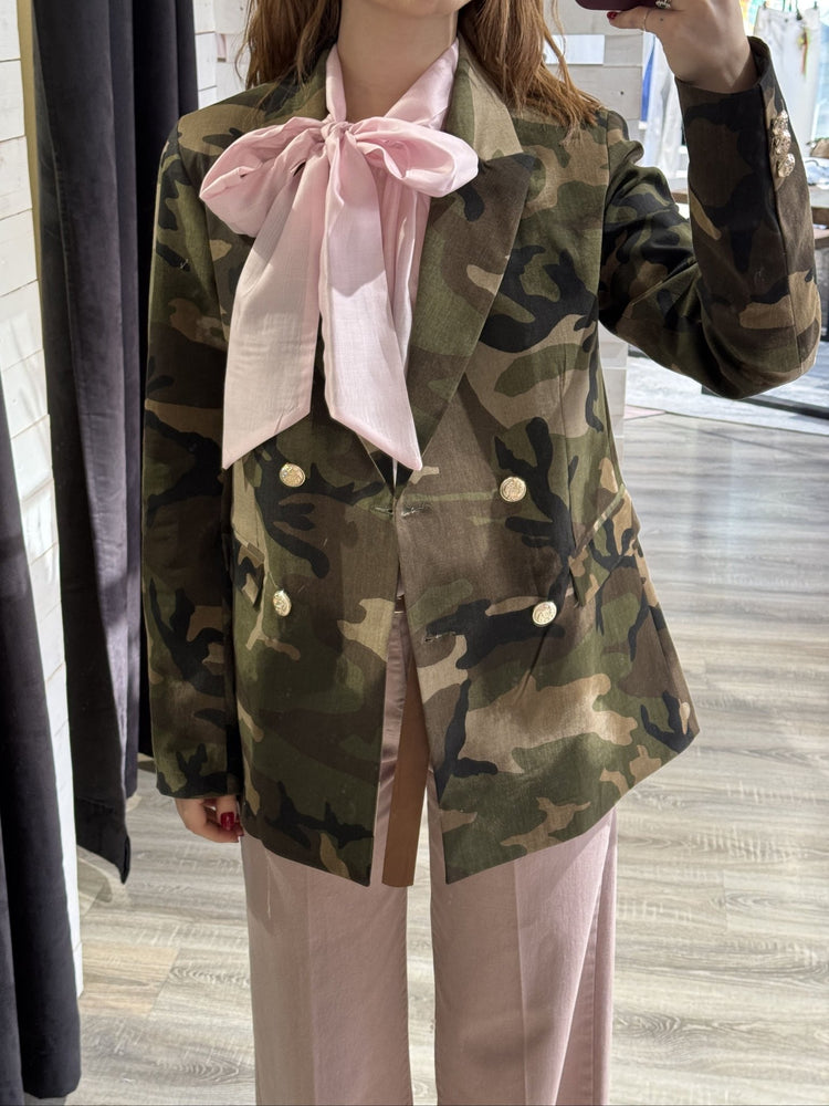Giacca camouflage strutturata doppiopetto Susy Mix - GiuGiò | Shop online