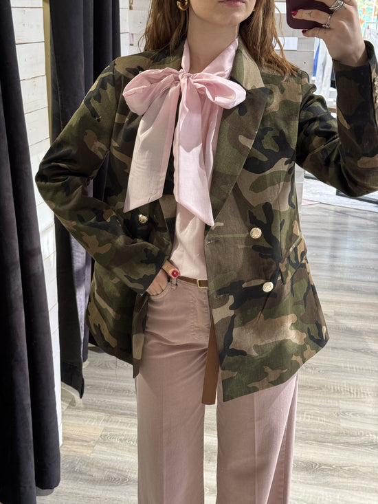 Giacca camouflage strutturata doppiopetto Susy Mix - GiuGiò | Shop online