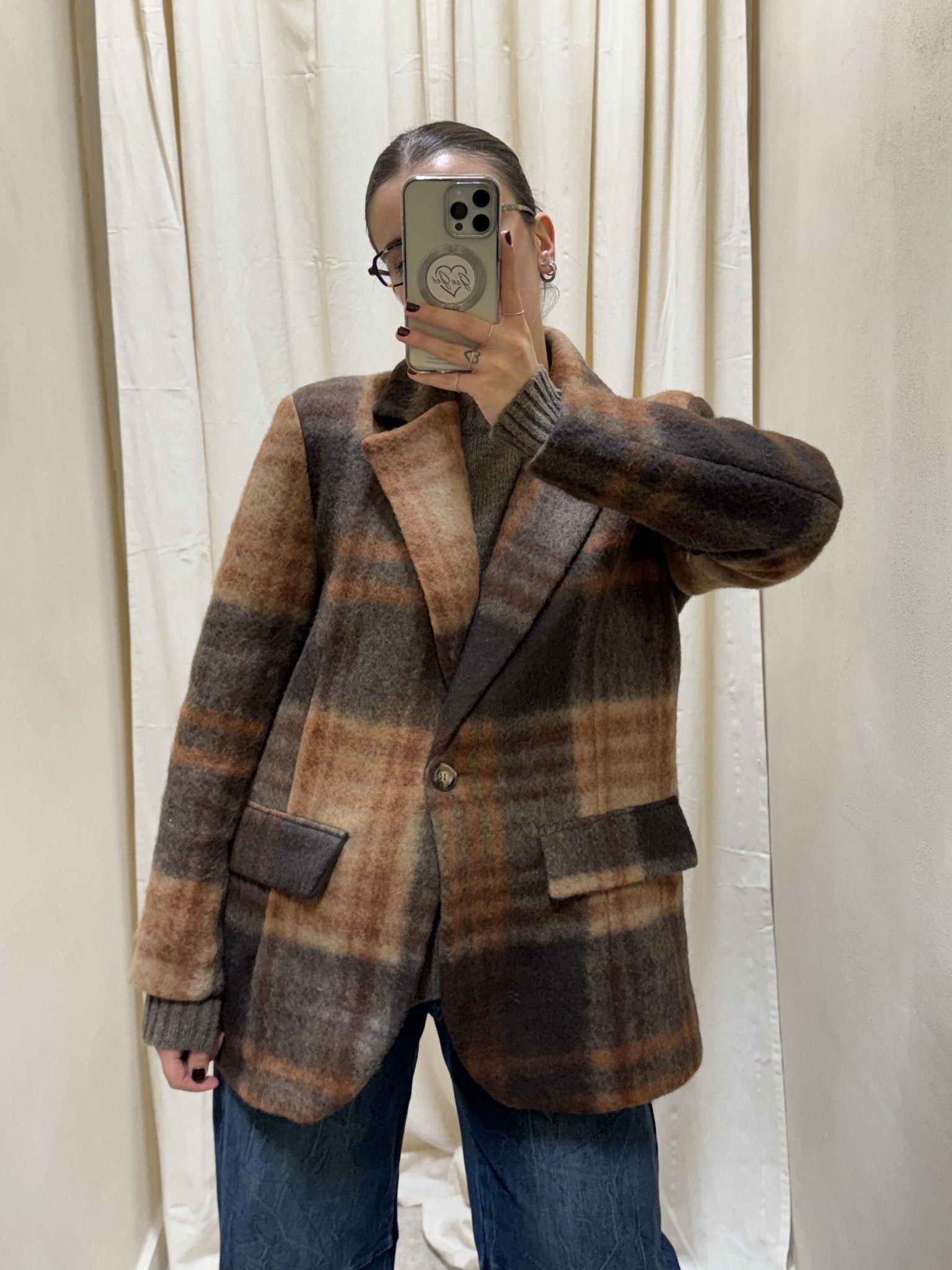 Giacca cappottino in lana cotta stampa quadri MyD - GiuGiò | Shop online