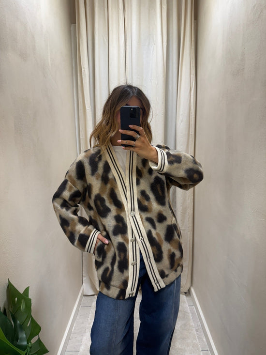 Giacca cardigan lana cotta animalier BSB - GiuGiò | Shop online
