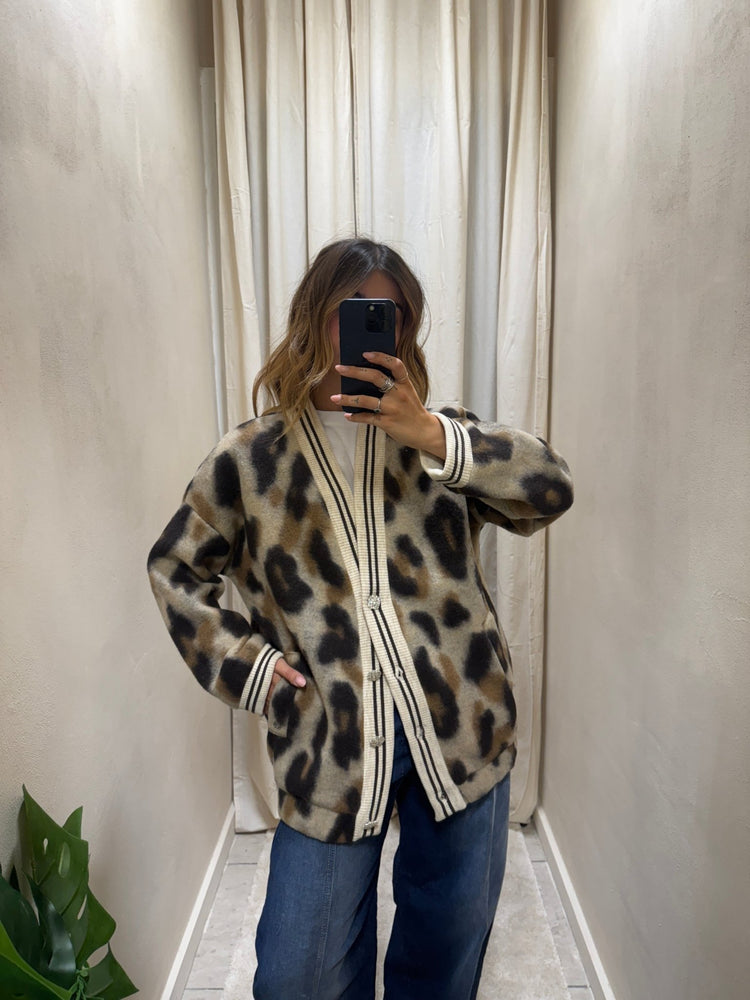 Giacca cardigan lana cotta animalier BSB - GiuGiò | Shop online