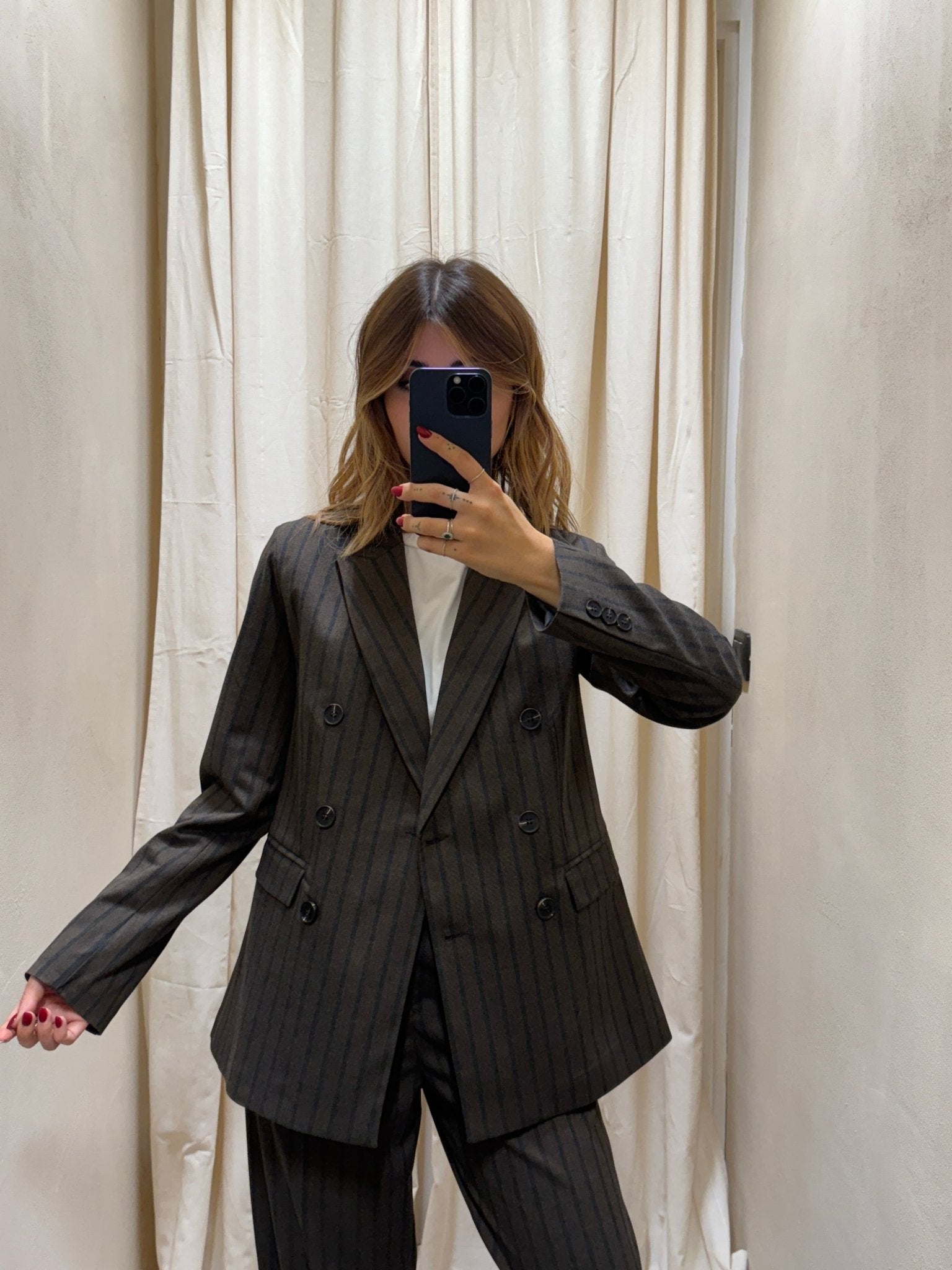 Giacca doppiopetto gessata Susy Mix - GiuGiò | Shop online
