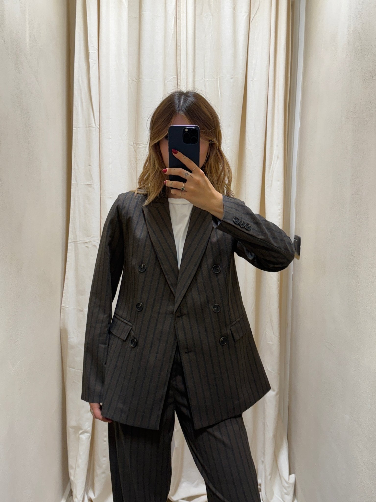 Giacca doppiopetto gessata Susy Mix - GiuGiò | Shop online