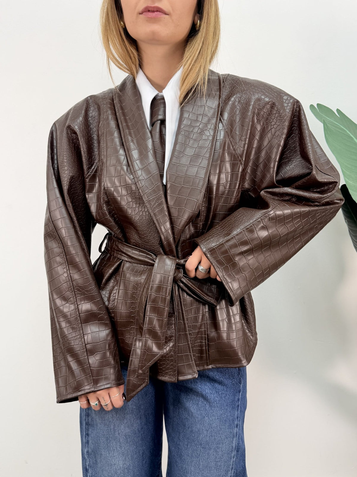 Giacca ecopelle stampa cocco con fusciacca HaveOne - GiuGiò | Shop online