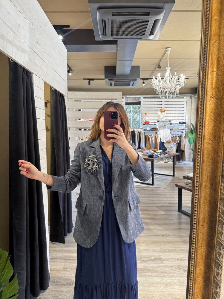 Giacca in denim monopetto con spilla HaveOne - GiuGiò | Shop online
