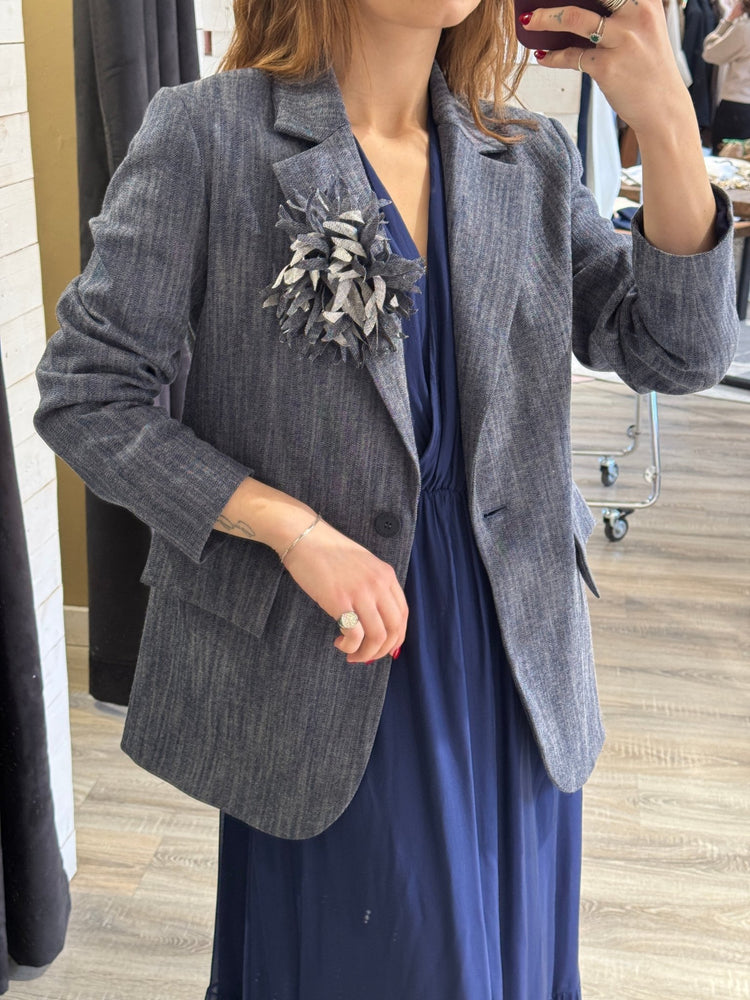 Giacca in denim monopetto con spilla HaveOne - GiuGiò | Shop online