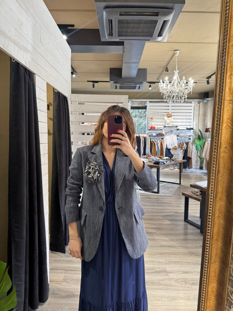 Giacca in denim monopetto con spilla HaveOne - GiuGiò | Shop online