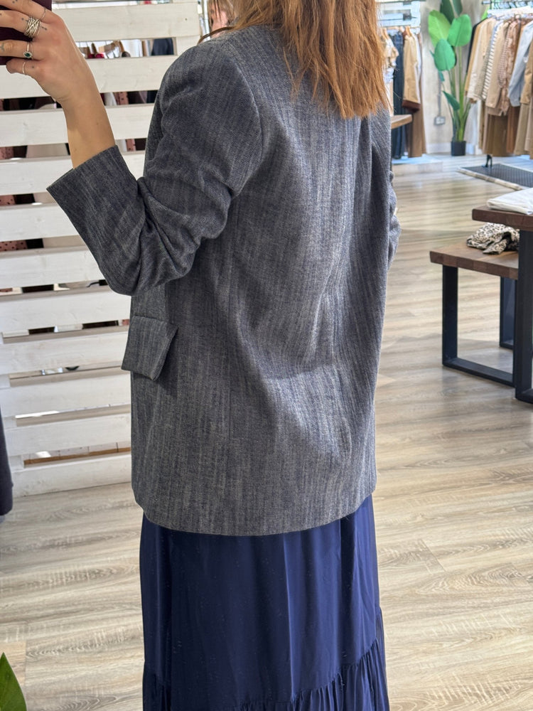 Giacca in denim monopetto con spilla HaveOne - GiuGiò | Shop online