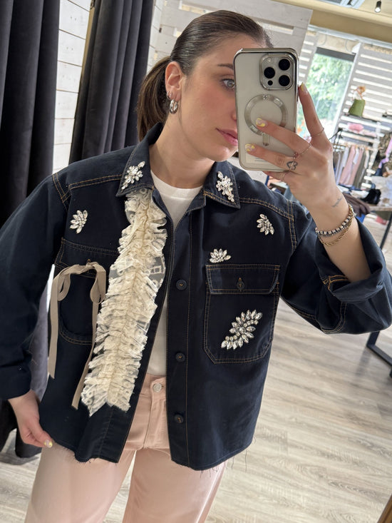 Giacca in denim vintage con passamanerie Susy Mix - GiuGiò | Shop online