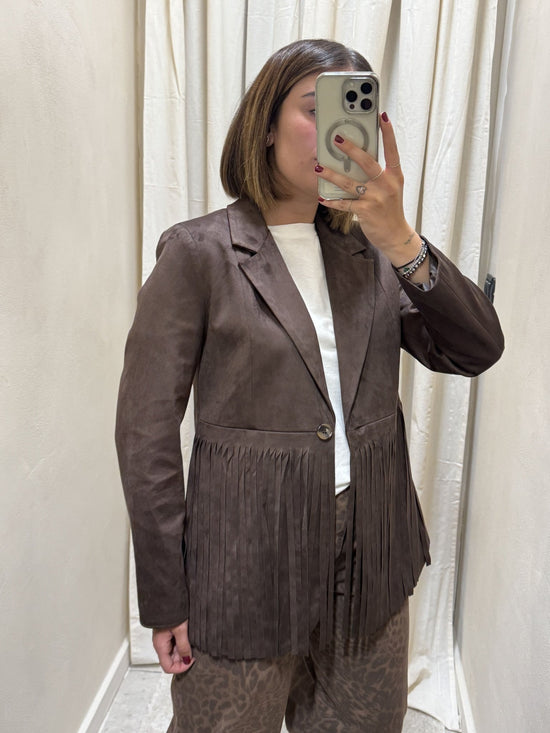 Giacca in ecodainetto con frange Susy Mix - GiuGiò | Shop online