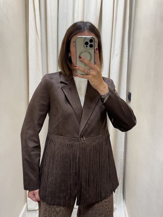 Giacca in ecodainetto con frange Susy Mix - GiuGiò | Shop online