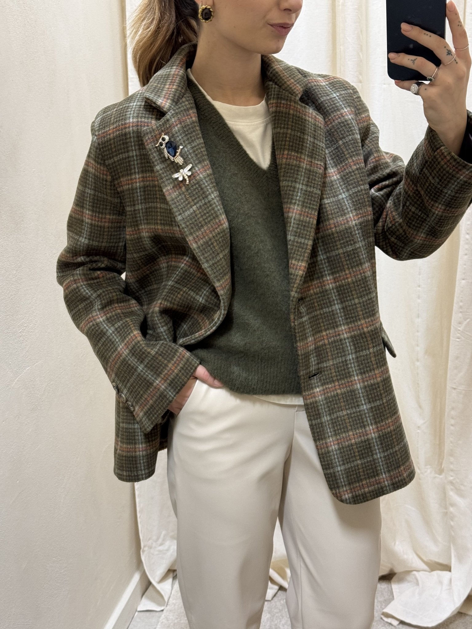 Giacca in panno stampa check con spille Dixie - GiuGiò | Shop online