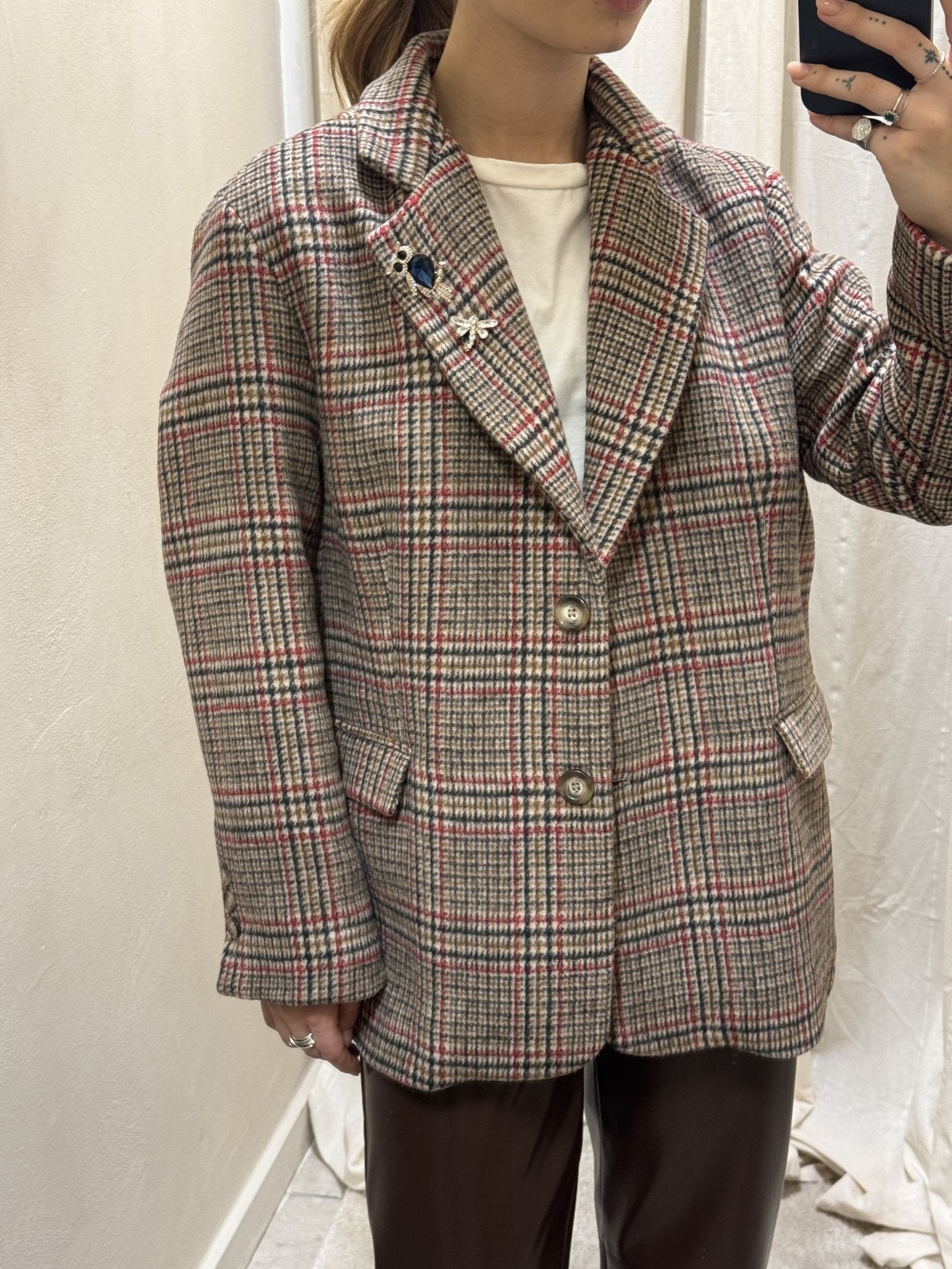 Giacca in panno stampa check con spille Dixie - GiuGiò | Shop online