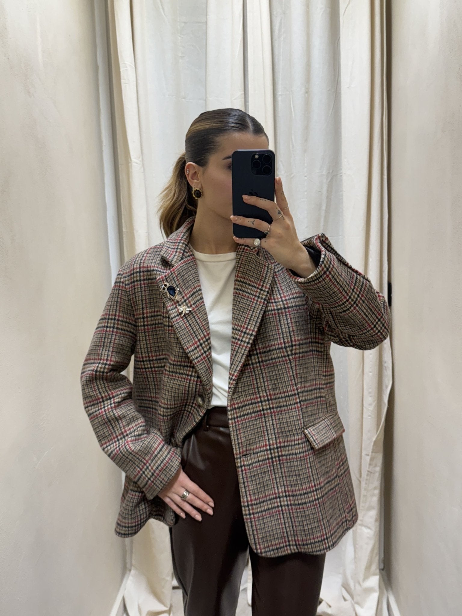 Giacca in panno stampa check con spille Dixie - GiuGiò | Shop online