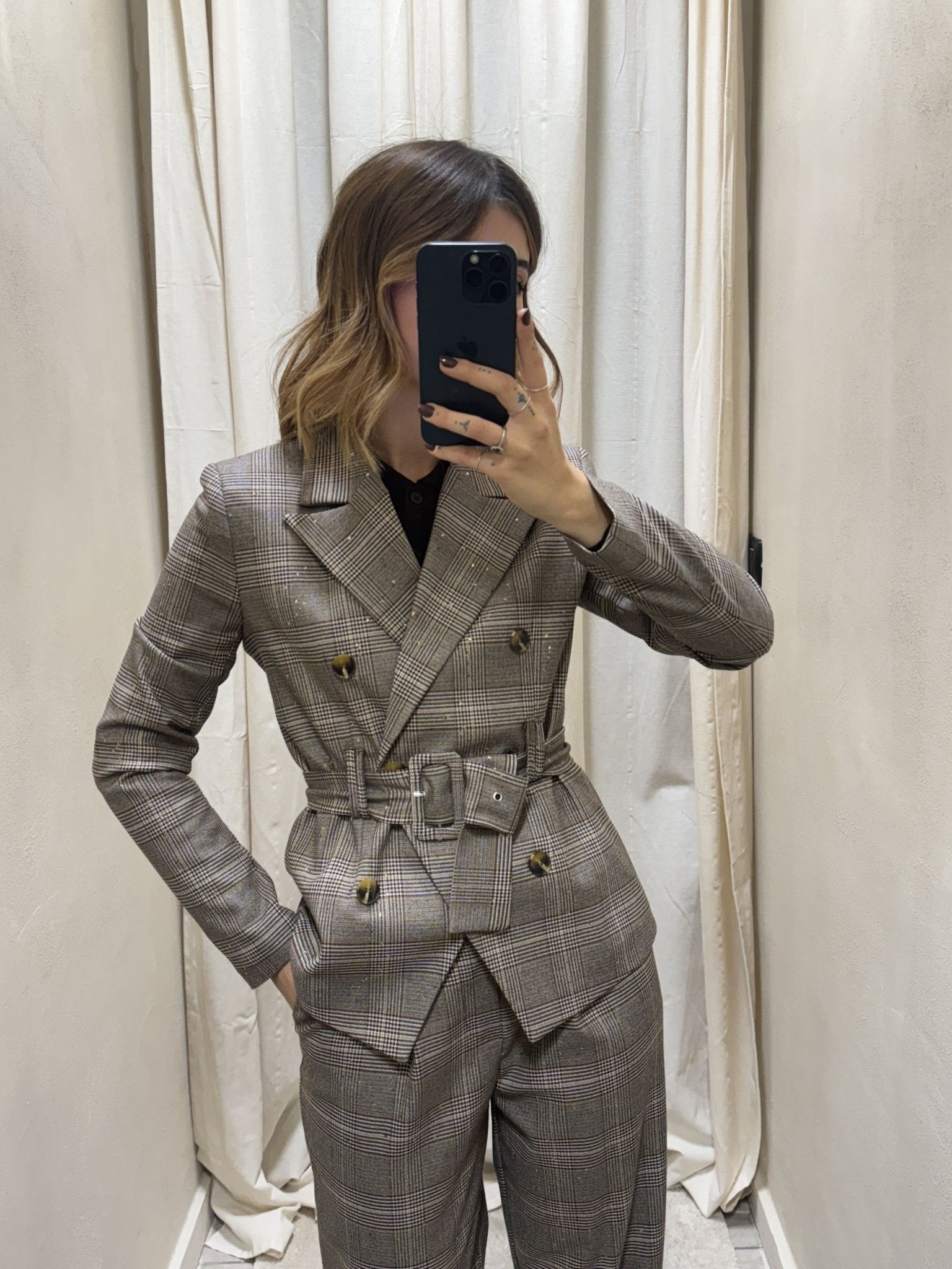 Giacca in principe di galles con inserti micro - paillettes Susy Mix - GiuGiò | Shop online