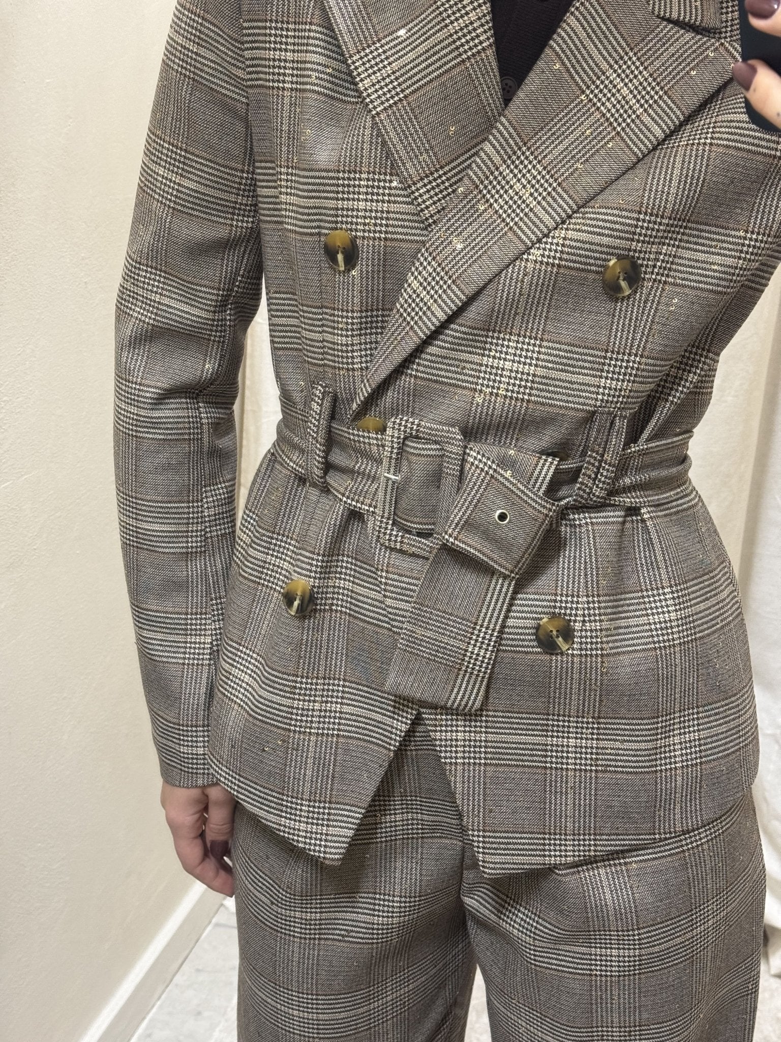 Giacca in principe di galles con inserti micro - paillettes Susy Mix - GiuGiò | Shop online