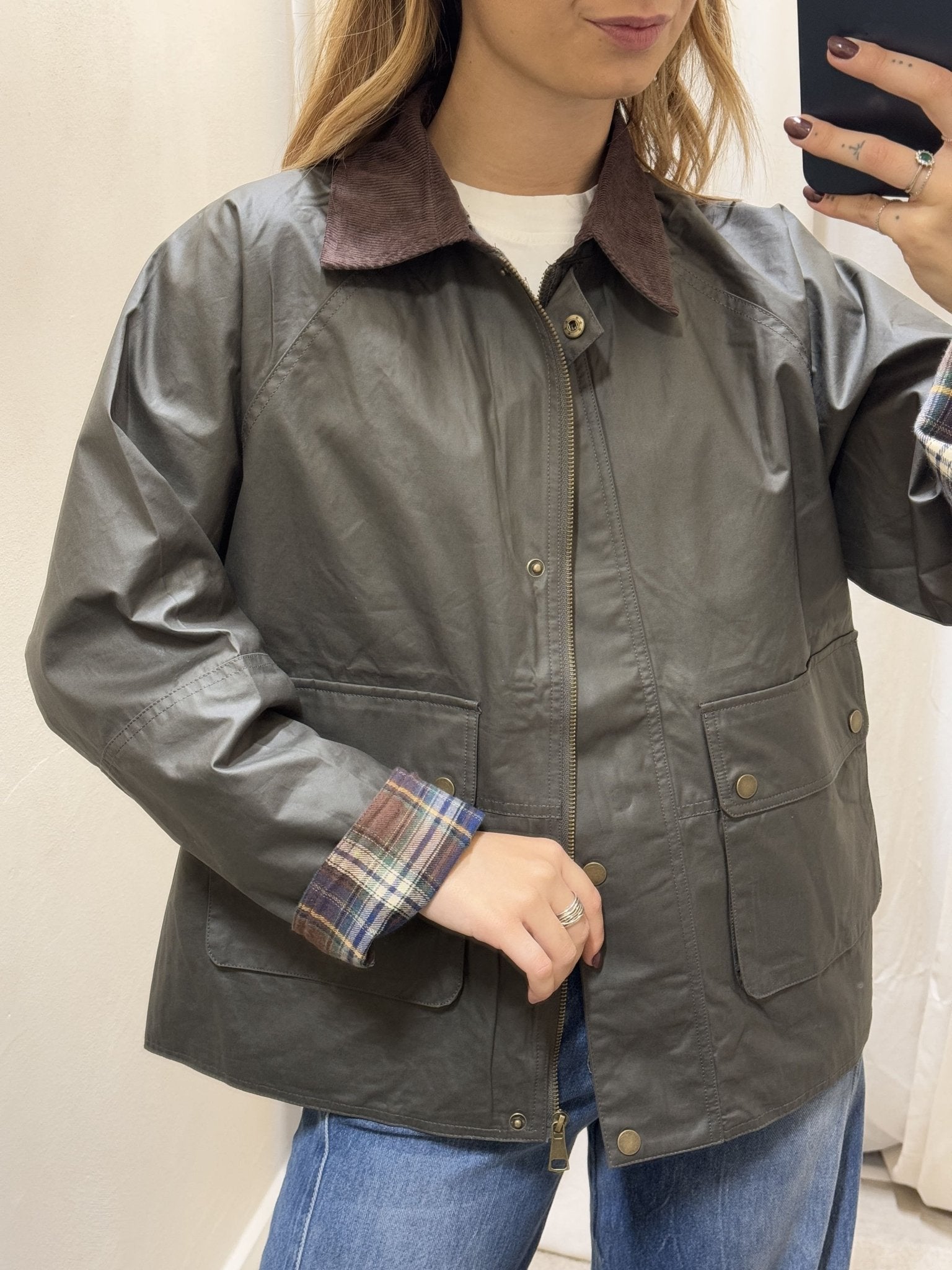 Giacca incerata con collo in velluto My - D - GiuGiò | Shop online