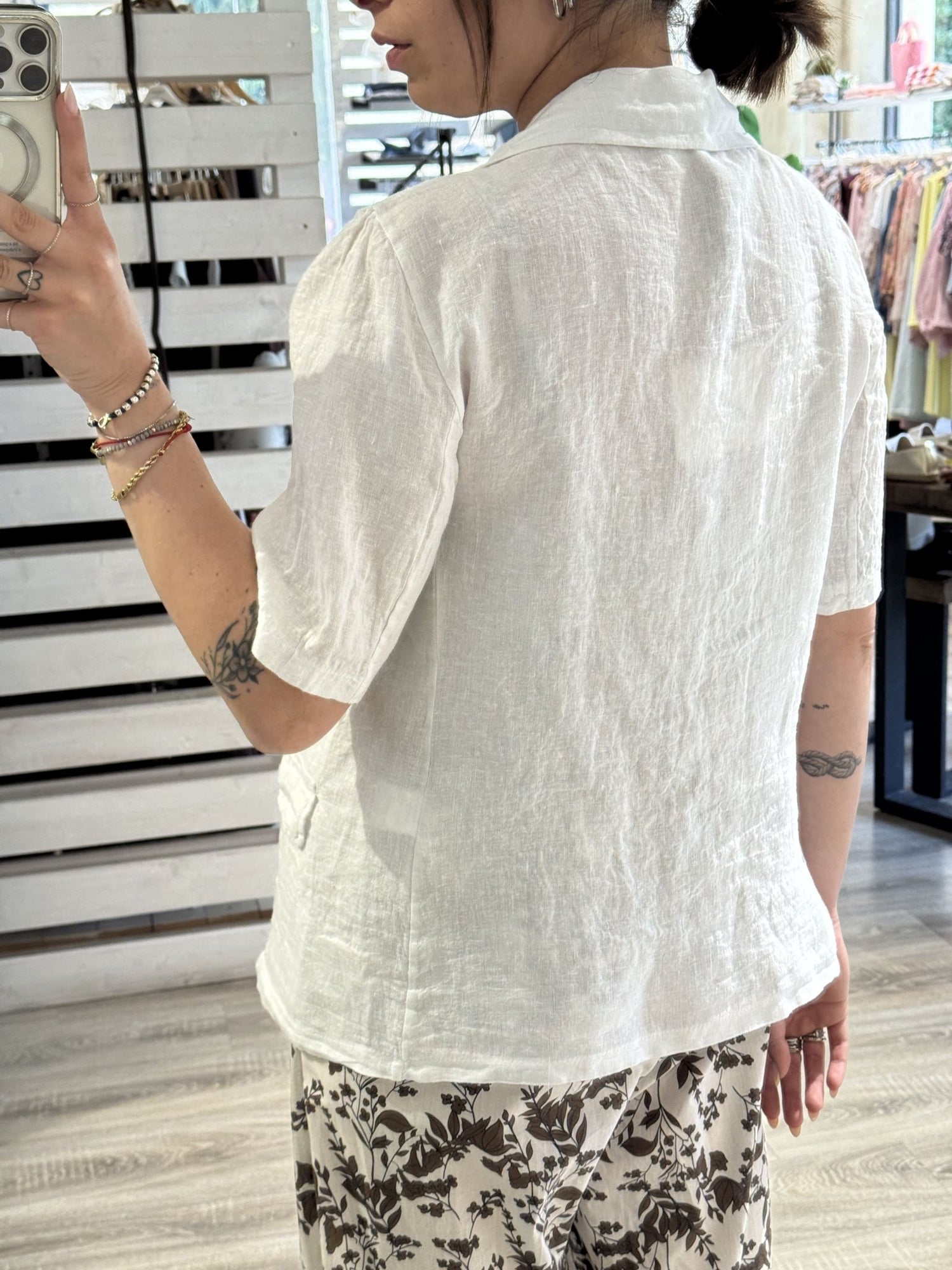 Giacca mezza manica monopetto in lino MyD - GiuGiò | Shop online