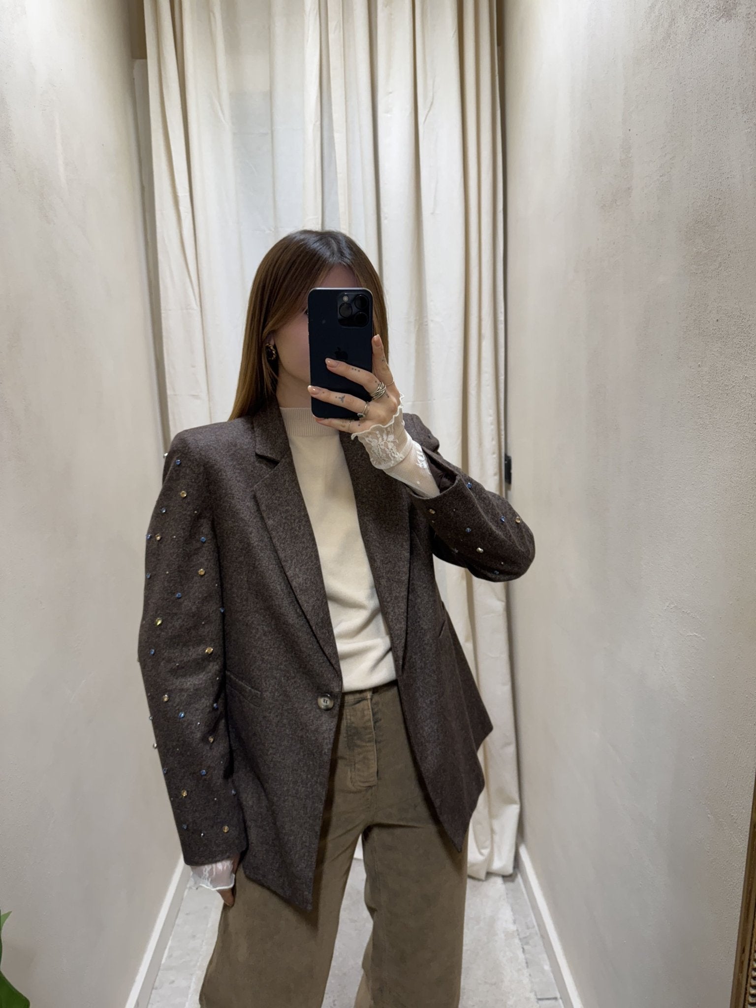 Giacca monopetto con applicazioni strass Susy Mix - GiuGiò | Shop online