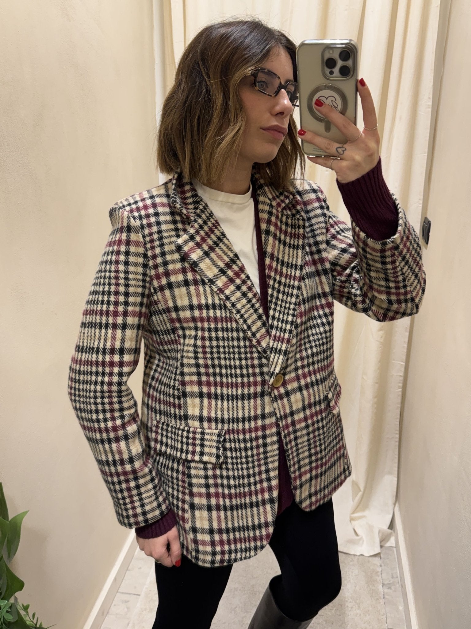 Giacca monopetto in flanella stampa check MyD - GiuGiò | Shop online