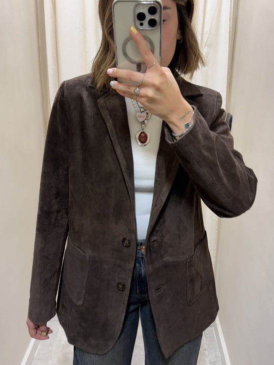 Giacca monopetto in vera pelle scamosciata My - d - GiuGiò | Shop online