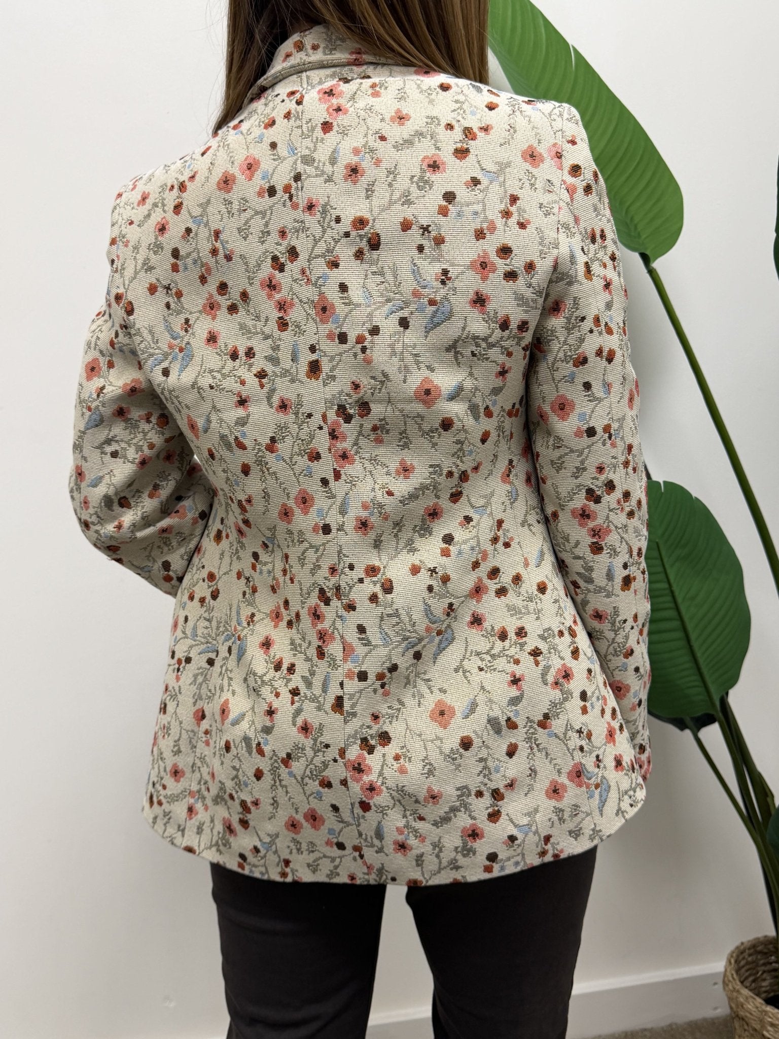 Giacca monopetto tessuto jacquard floreale Susy Mix - GiuGiò | Shop online