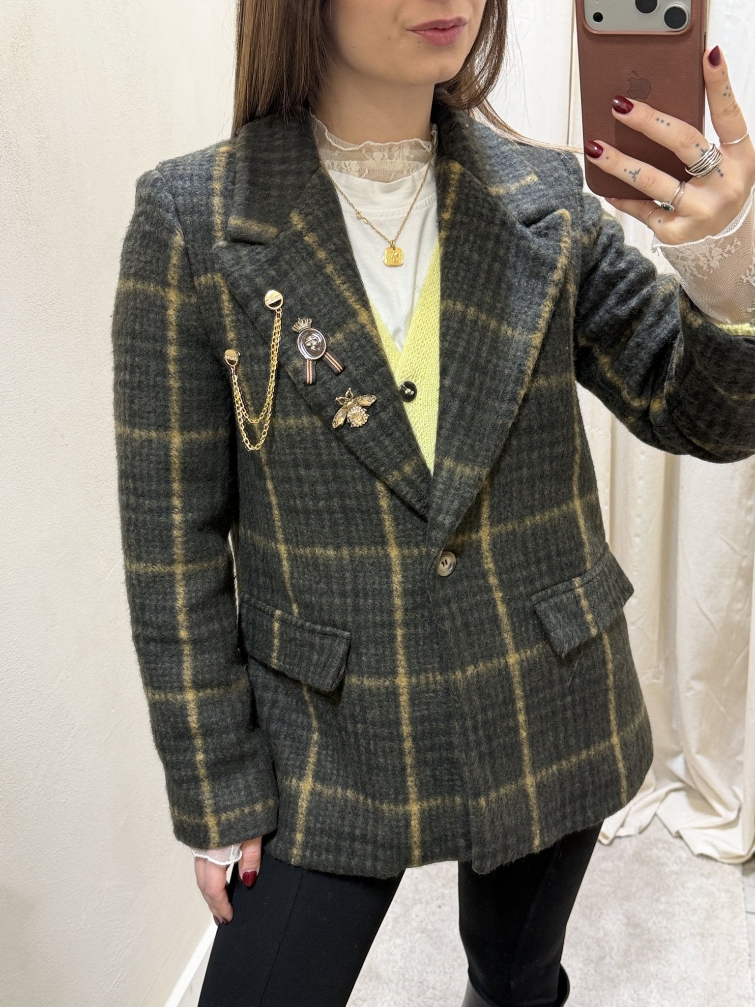 Giacca over check mano calda Susy Mix - GiuGiò | Shop online