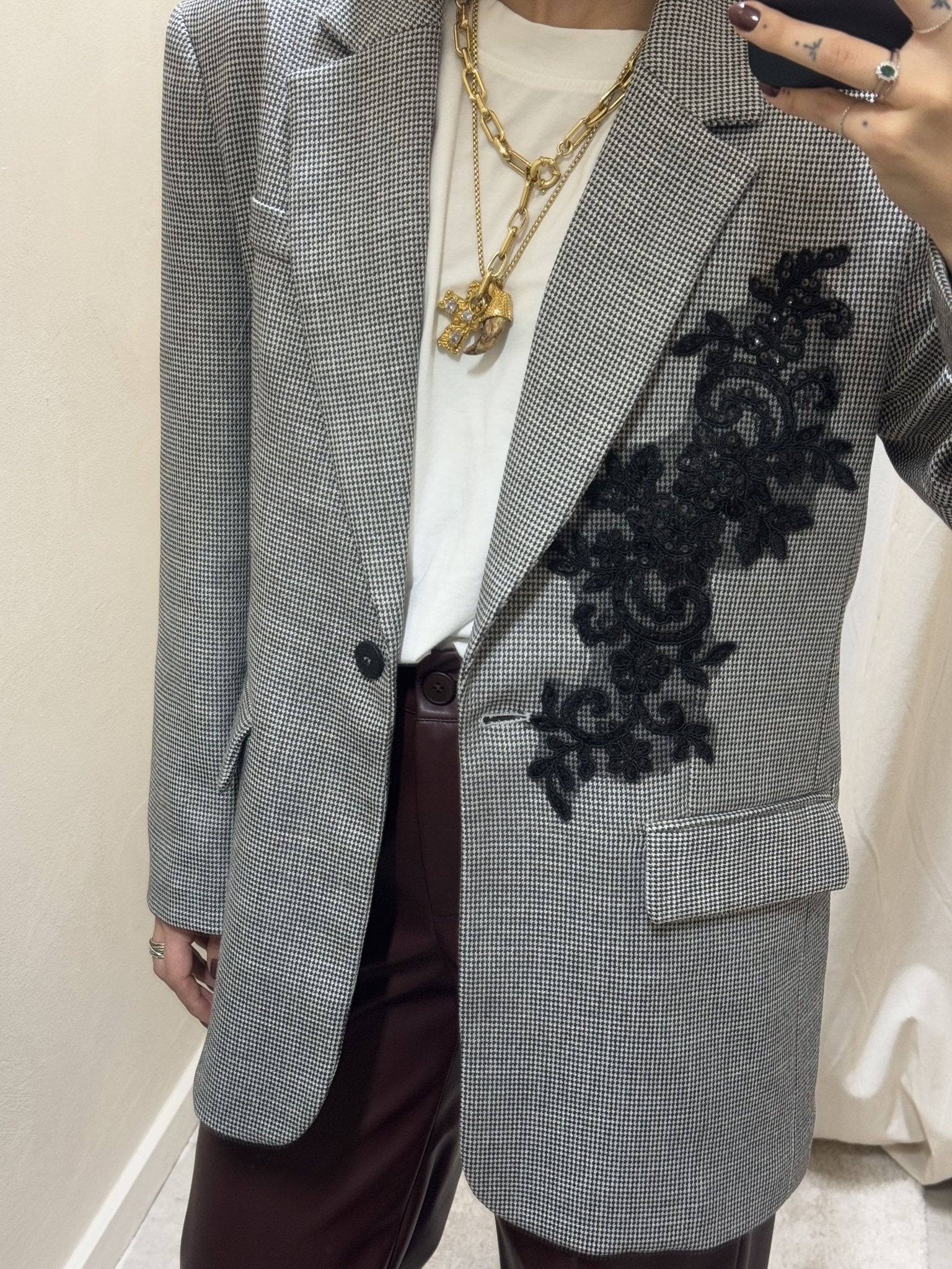 Giacca pied - de - poule taglio uomo con patch HaveOne - GiuGiò | Shop online